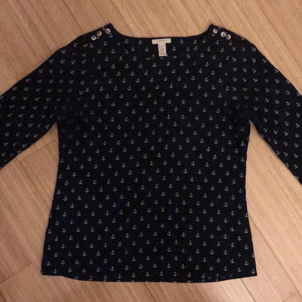 J crew Anchor pattern shirt with button details.